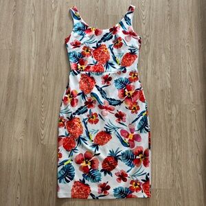 Betsey Johnson tropical vacation floral bodycon dress